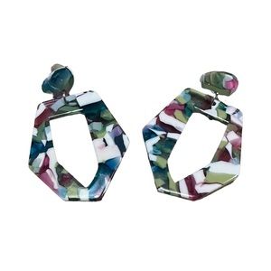 Acrylic Multicolored Mosaic Drop Earrings